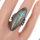 sz7 30's-40's #8 Turquoise Native American silver ring - Estate Fresh Austin