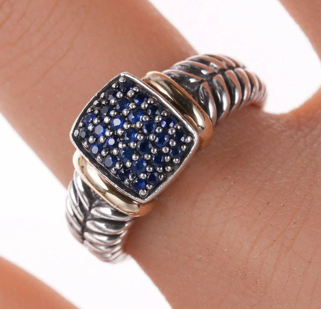 Sz7 7 Effy 18k/Sterling Pave Sapphire ring - Estate Fresh Austin
