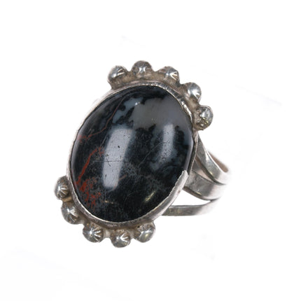 sz7 c1930's Native American silver petrified wood ring - Estate Fresh Austin