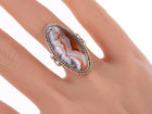 sz7 c1950's Navajo Sterling and agate ring - Estate Fresh Austin