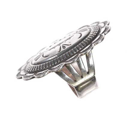 sz7 Clendon Pete Navajo for Rocking Horse Ranch Sterling heavy stamped ring - Estate Fresh Austin