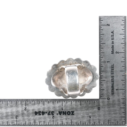 sz7 Clendon Pete Navajo for Rocking Horse Ranch Sterling heavy stamped ring - Estate Fresh Austin