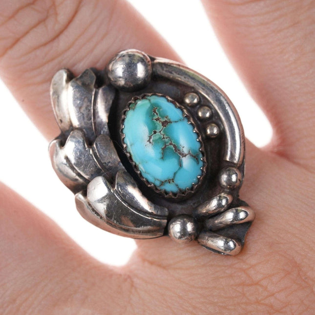 sz7 J.M. Haley Native American sterling/turquoise ring - Estate Fresh Austin