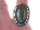 sz7 Large High Grade Nevada Turquoise Native American Sterling ring - Estate Fresh Austin
