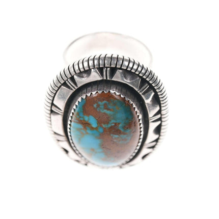 sz7 Large High Grade Nevada Turquoise Native American Sterling ring - Estate Fresh Austin