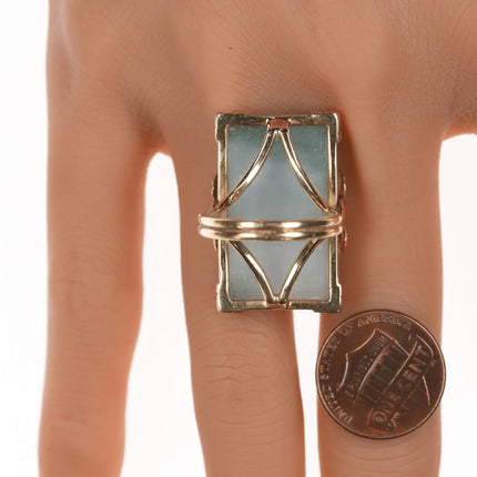 sz7 Large Vintage Ming's of Hawaii Jadeite 14k gold ring - Estate Fresh Austin