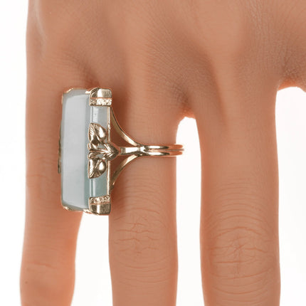 sz7 Large Vintage Ming's of Hawaii Jadeite 14k gold ring - Estate Fresh Austin