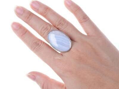 Sz7 Modernist Sterling Agate Ring by M Hukulak Polish Designer - Estate Fresh Austin