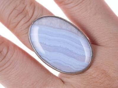 Sz7 Modernist Sterling Agate Ring by M Hukulak Polish Designer - Estate Fresh Austin