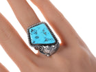sz7 Phil Chapo Navajo sterling and turquoise ring - Estate Fresh Austin