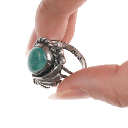 Sz7 RCJ Native American sterling ring with turquoise - Estate Fresh Austin