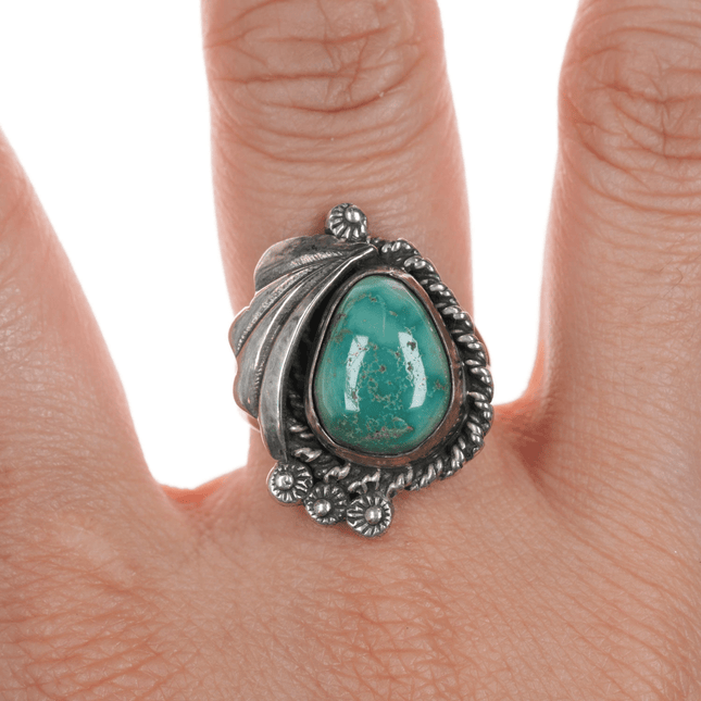 Sz7 RCJ Native American sterling ring with turquoise - Estate Fresh Austin