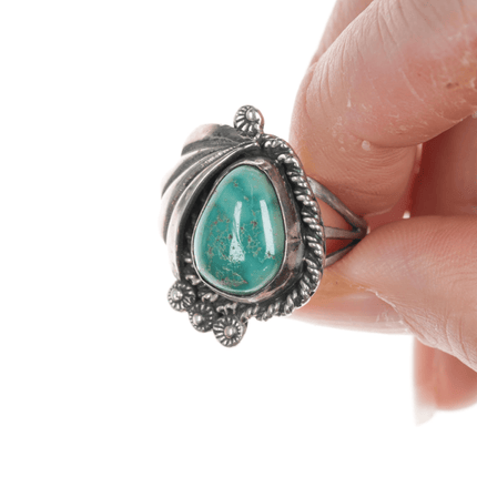 Sz7 RCJ Native American sterling ring with turquoise - Estate Fresh Austin