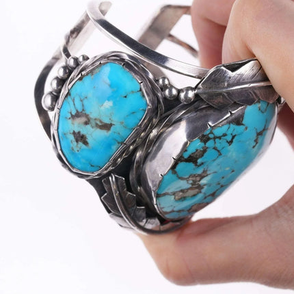 sz7 ring & 6.5" Vintage Navajo Turquoise and sterling Cuff bracelet - Estate Fresh Austin