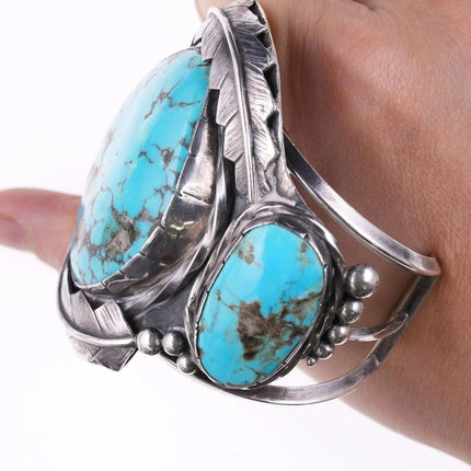 sz7 ring & 6.5" Vintage Navajo Turquoise and sterling Cuff bracelet - Estate Fresh Austin