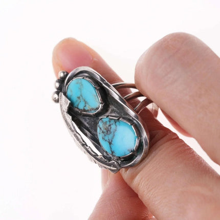 sz7 ring & 6.5" Vintage Navajo Turquoise and sterling Cuff bracelet - Estate Fresh Austin