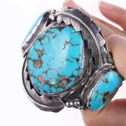 sz7 ring & 6.5" Vintage Navajo Turquoise and sterling Cuff bracelet - Estate Fresh Austin