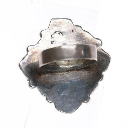 Sz7 Running Bear Shop Native American sterling, carved turquoise/coral ring - Estate Fresh Austin