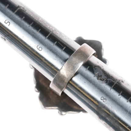 Sz7 Running Bear Shop Native American sterling, carved turquoise/coral ring - Estate Fresh Austin