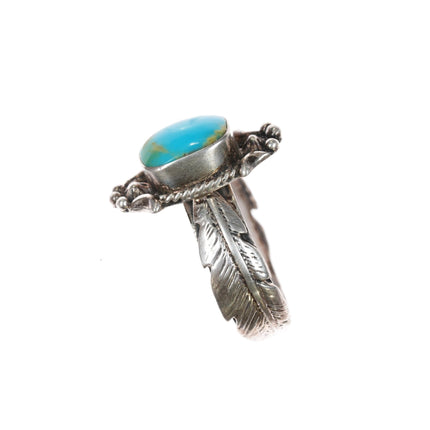 sz7 Running Bear Shop sterling ring with turquoise - Estate Fresh Austin