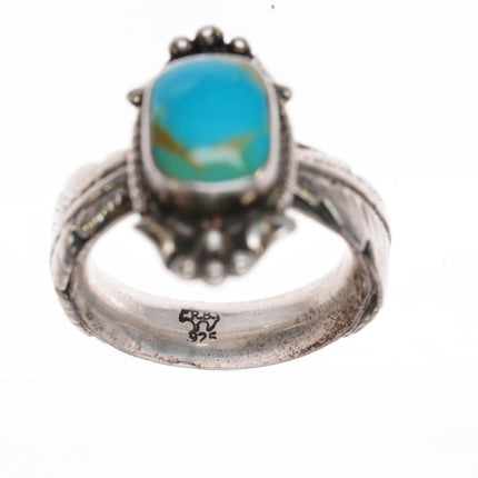 sz7 Running Bear Shop sterling ring with turquoise - Estate Fresh Austin