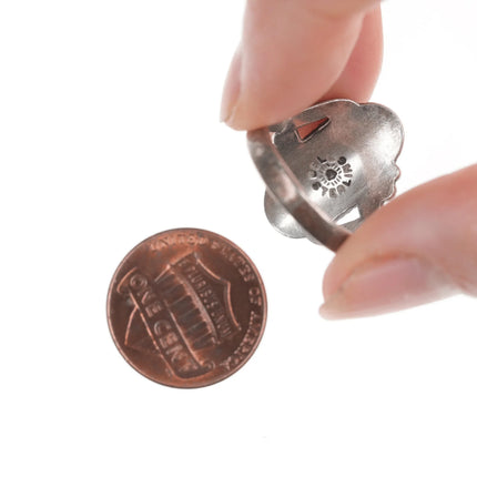 sz7 Vintage Bell trading post sterling and oval turquoise ring - Estate Fresh Austin