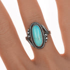 sz7 Vintage Bell trading post sterling and oval turquoise ring - Estate Fresh Austin