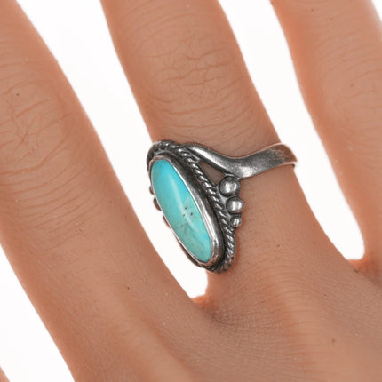 sz7 Vintage Bell trading post sterling and oval turquoise ring - Estate Fresh Austin