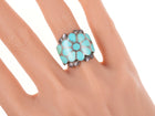 sz7 Vintage Dishta Style Zuni sterling and turquoise flush inlay ring - Estate Fresh Austin