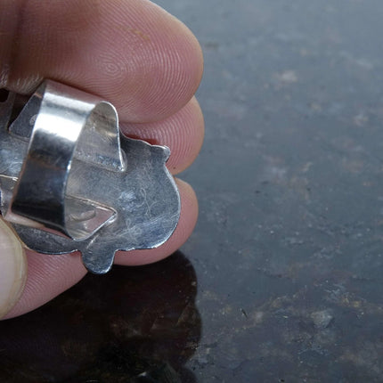 Sz7 Vintage Eugene Livingston Navajo sterling and Turquoise ring 1974 - Estate Fresh Austin