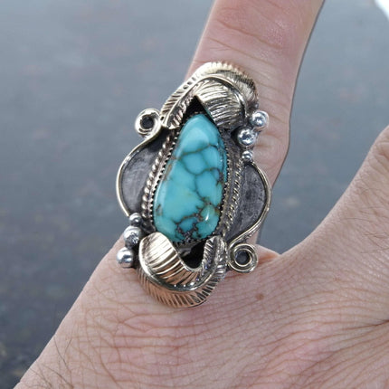 Sz7 Vintage Eugene Livingston Navajo sterling and Turquoise ring 1974 - Estate Fresh Austin