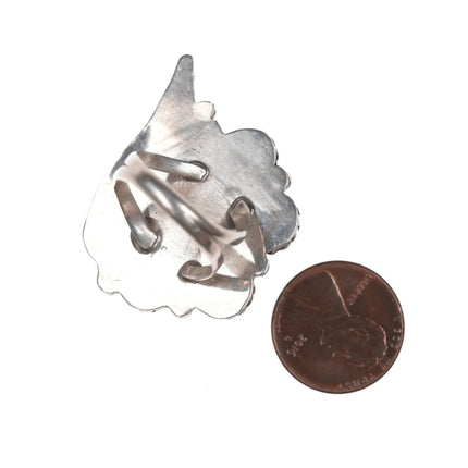 sz7 Vintage Native American silver and turquoiise feather ring - Estate Fresh Austin