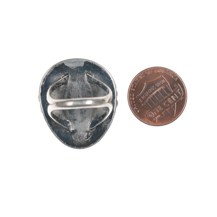 sz7 Vintage Native American silver ring with turquoise and rope edge - Estate Fresh Austin