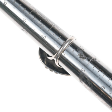 sz7 Vintage Native American silver ring with turquoise and rope edge - Estate Fresh Austin