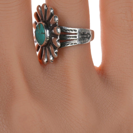sz7 Vintage Navajo Curio silver turquoise ring - Estate Fresh Austin