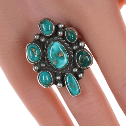 Sz7 Vintage Navajo high grade turquoise cluster ring - Estate Fresh Austin