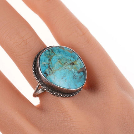 sz7 Vintage Navajo silver and turquoise ring 32mm - Estate Fresh Austin