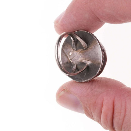 sz7 Vintage Navajo silver and turquoise ring 32mm - Estate Fresh Austin