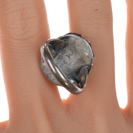 sz7 Vintage Navajo silver and turquoise ring hj - Estate Fresh Austin