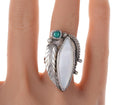 sz7 Vintage Navajo silver - Mother of pearl and turquoise ring - Estate Fresh Austin