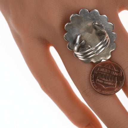 sz7 Vintage Navajo silver ring with webbed turquoise - Estate Fresh Austin