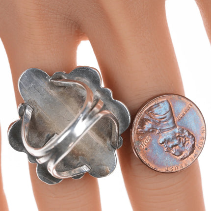 sz7 Vintage Navajo silver turquoise cluster ring - Estate Fresh Austin