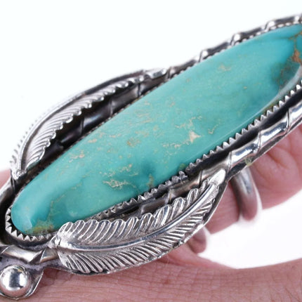 sz7 Vintage Navajo Sterling/turquoise slab ring - Estate Fresh Austin