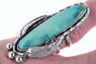 sz7 Vintage Navajo Sterling/turquoise slab ring - Estate Fresh Austin