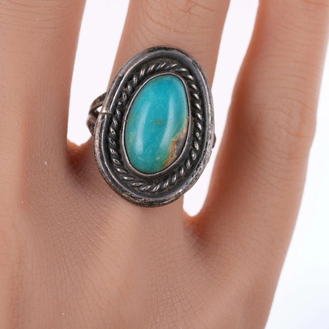 sz7 Vintage southwestern sterling and turquoise ring - Estate Fresh Austin