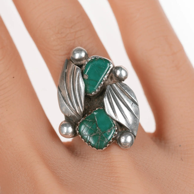 sz7 Vintage Zuni Cerrillios Turquoise silver ring - Estate Fresh Austin