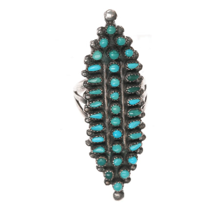 sz7 Vintage Zuni silver needlepoint long ring - Estate Fresh Austin