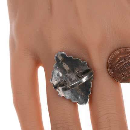 sz7 Vintage Zuni Snake eye silver and turquoise ring - Estate Fresh Austin