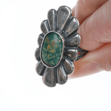 sz7.25 30's - 40's Navajo silver and cerrilios turquoise ring - Estate Fresh Austin