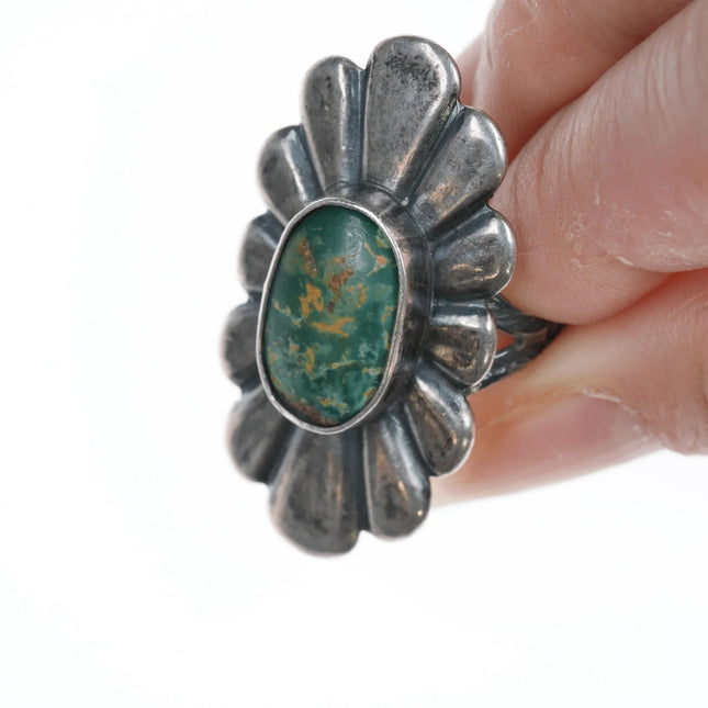sz7.25 30's-40's Navajo silver and cerrilios turquoise ring - Estate Fresh Austin